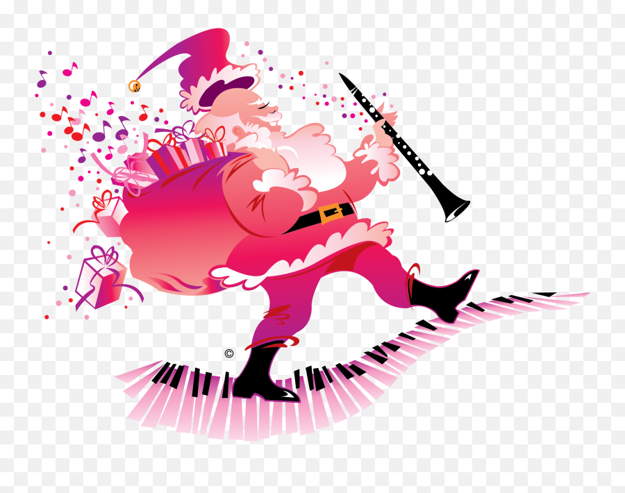 Pink Santa Clip Art - Clarinet Santa Clipart Emoji,Santa Clipart