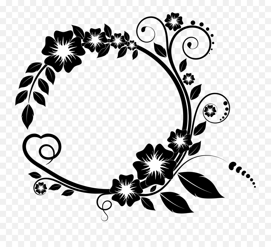 Library Of Flower Frame Png Stock Black And White Png Files - Flower Clip Art Black White Png Hd Emoji,Flowers Clipart Black And White