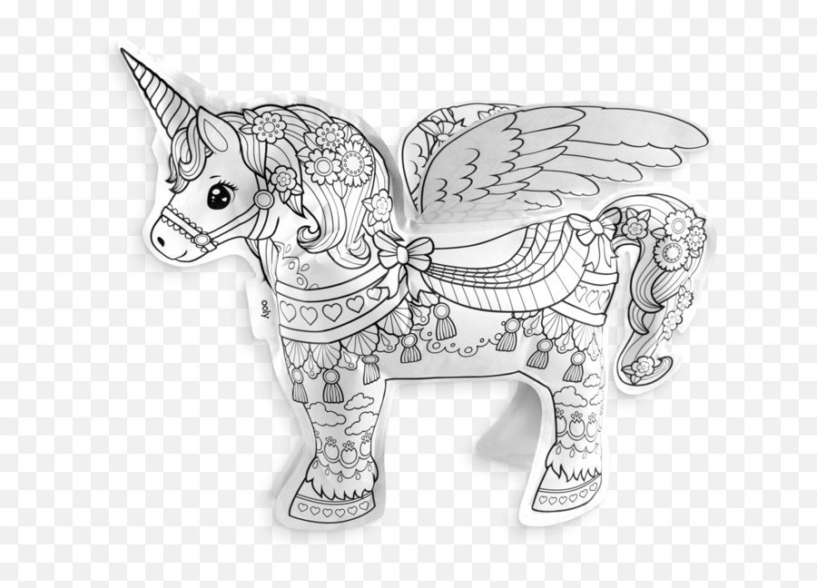 Magical Unicorns To Colour Transparent Cartoon - Jingfm Unicornio 3d Para Colorear Emoji,Mermaid Clipart Black And White