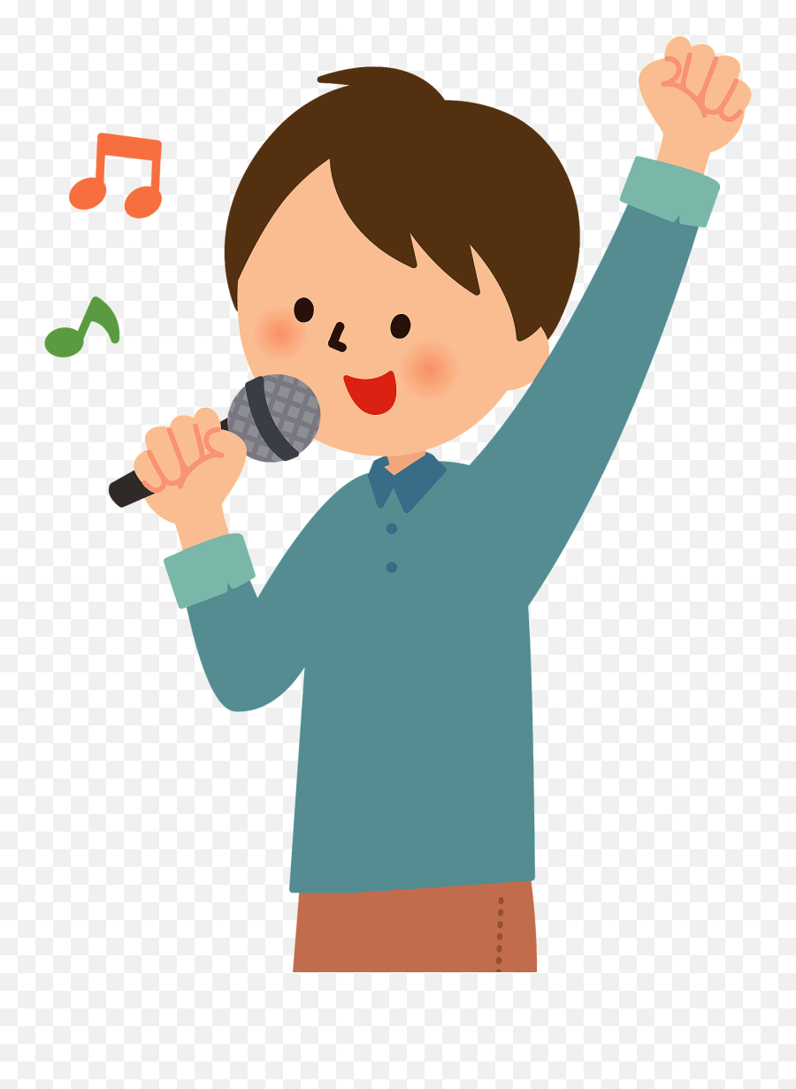Man Is Singing Karaoke Clipart - Boy Singing Clipart Png Emoji,Singing Clipart