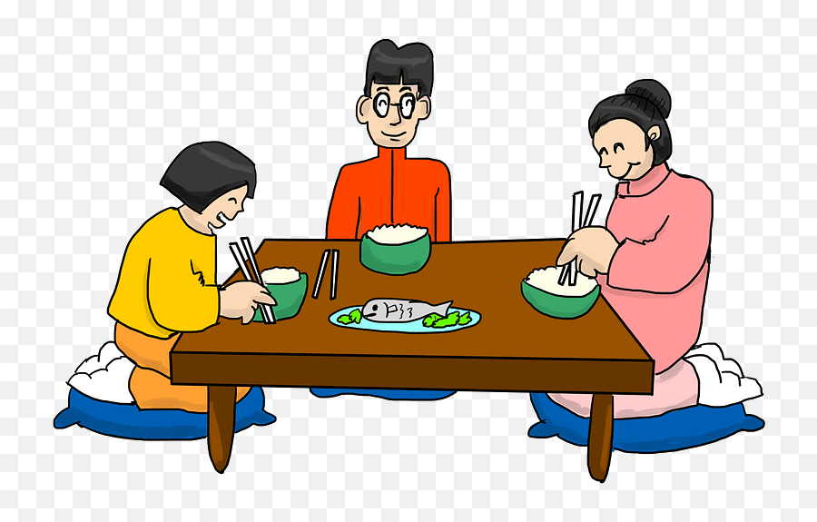 Family Dinner Clipart - Asian Family Cartoon Png Emoji,Dinner Clipart
