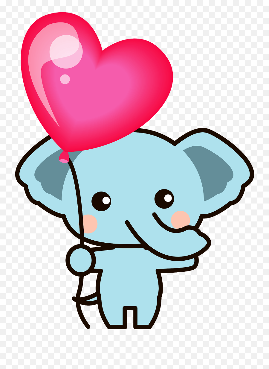 Elephant Is With Heart - Shaped Balloon Clipart Free Download Emoji,Elephant And Piggie Clipart