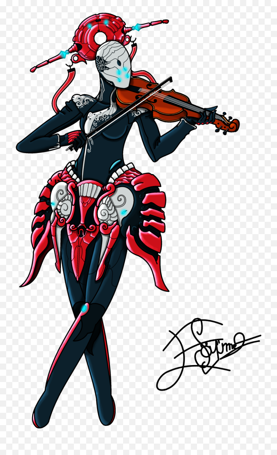 Warframe Drawing - Octavia Warframe Fan Art Hd Png Download Violinist Emoji,Warframe Logo Png