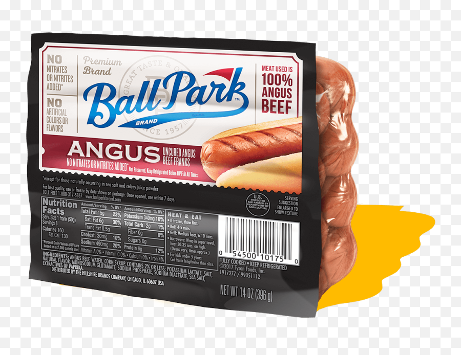 Angus Beef Hot Dogs Ball Park Brand - Finest Emoji,Hot Dog Transparent Background