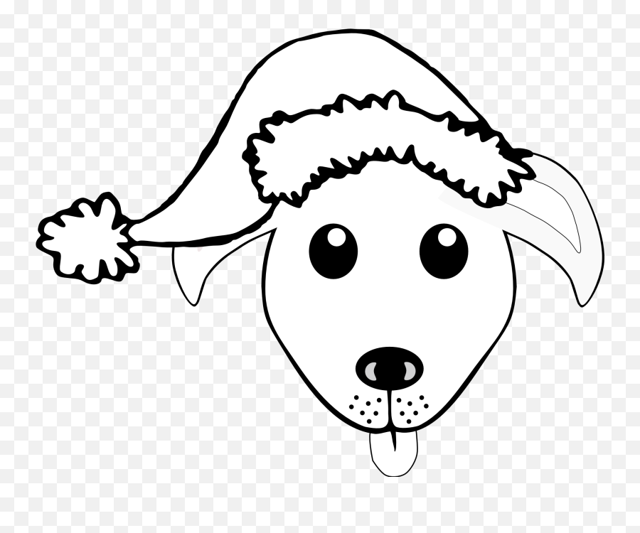 Download Hd Dog Face Cartoon Grey With Santa Hat Scalable - Christmas Bear Clip Art Black And White Emoji,Christmas Hat Transparent