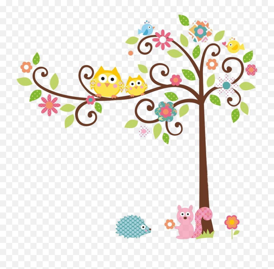 Cute Owl On Tree Clipart Rigybdoil Copy - Colorful Owl On Emoji,Cute Owl Png