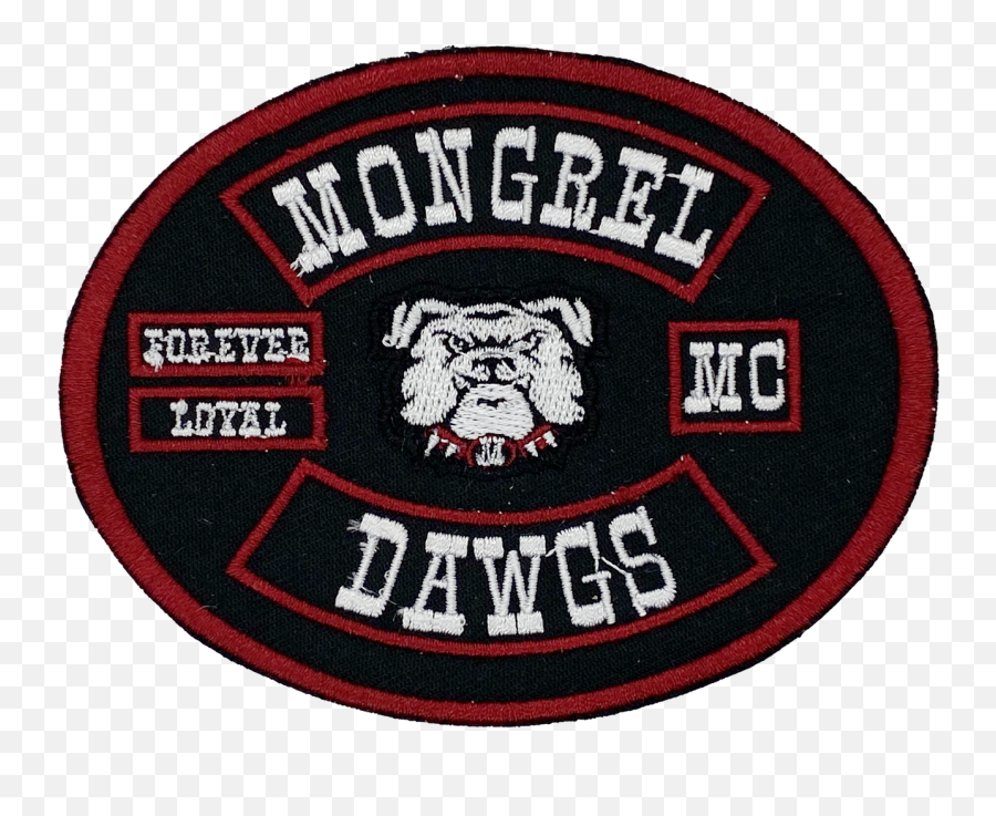 Mongrel Dawg Oval Patch 4 - Black Emoji,Dawgs Logo