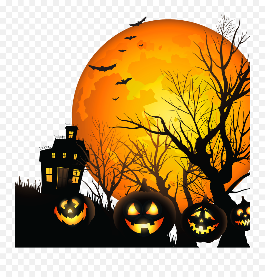 Halloween Pumpkins Clipart Png - Transparent Haunted House Background Emoji,Halloween Pumpkin Clipart