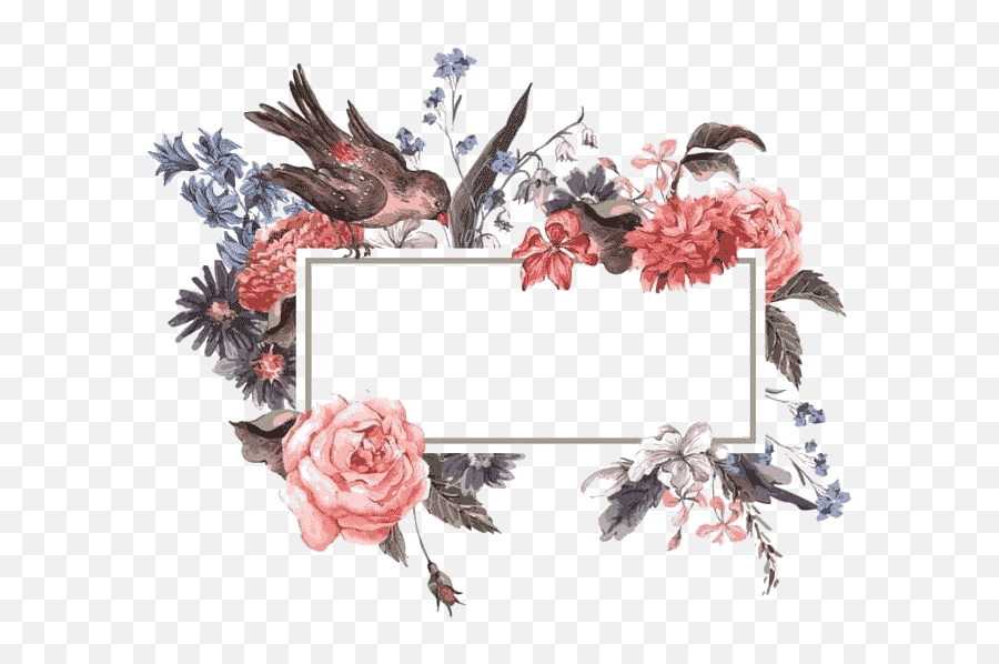 Free Watercolor Floral Flower Frame Png Transparent Download - Flower Border With Birds Emoji,Floral Frame Png