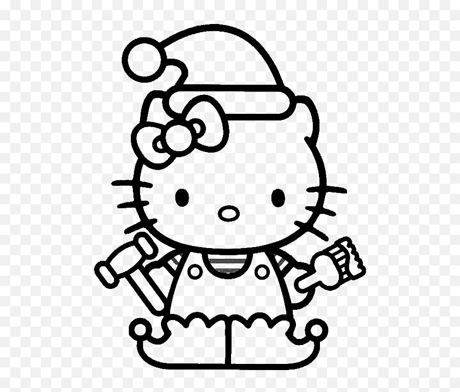 Hello Kitty Christmas Clipart - Santa Elf Coloring Pages Hello Kitty Coloring Emoji,Kitty Clipart