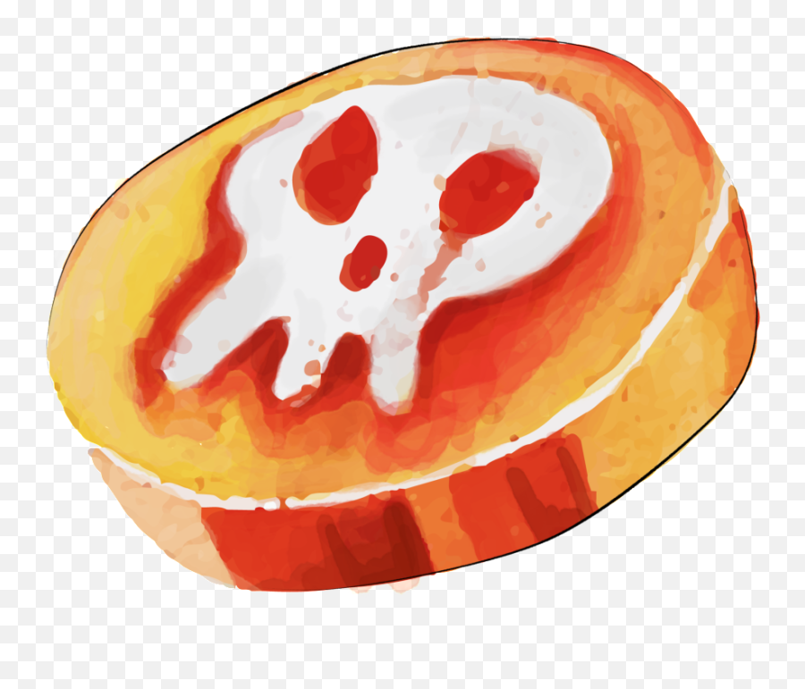 Download Orange Skull Watercolor Hand - Halloween Candy With No Background Emoji,Candy Transparent Background