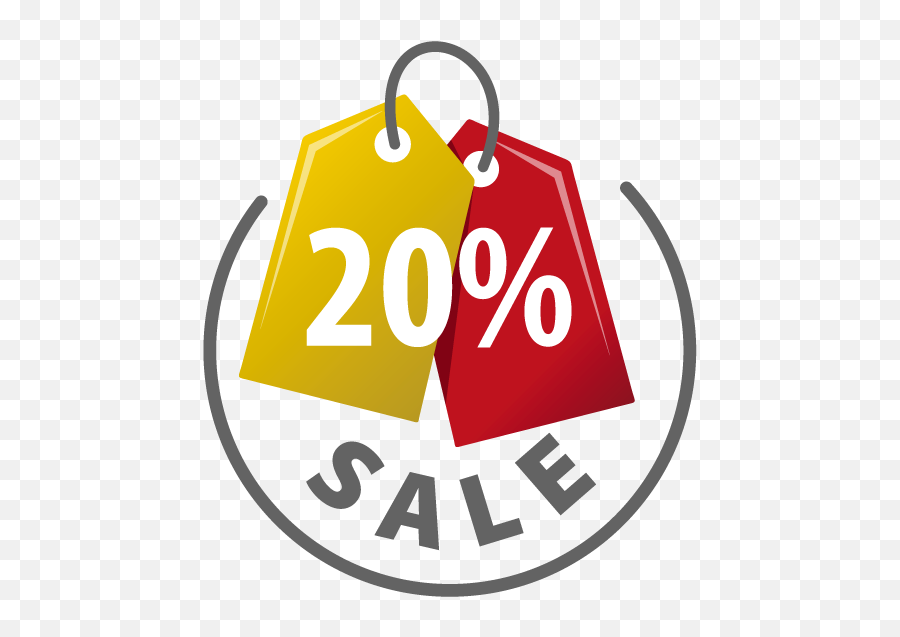 Download Yellow And Red Sale Tag With 20 Percent Discount - 20 Percent Discount Png Emoji,Sale Tag Png