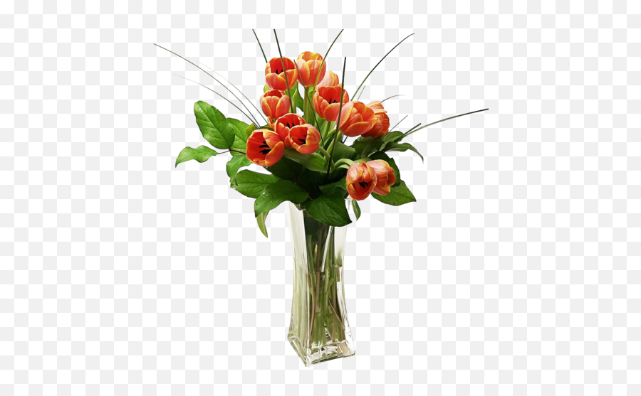 Download Tulips Arranged In A Vase - Png Orange Flower In Emoji,Orange Flowers Png
