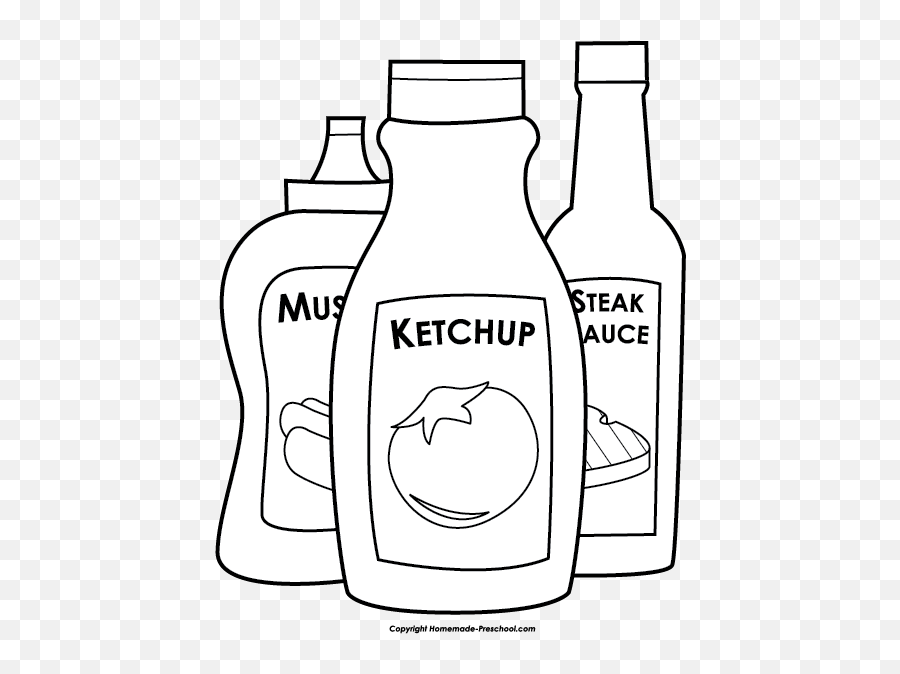 Condiments Clipart Black And White - Sauces Black And White Emoji,Bbq Clipart