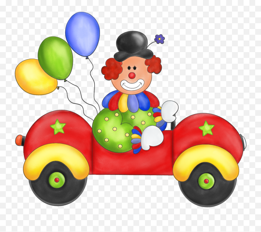 Free Clown Clipart Clipart - Car With Balloons Clipart Emoji,Clown Clipart