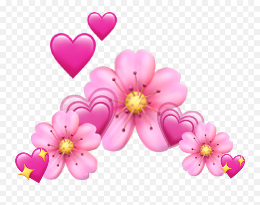 Emoji Crown Flowercrown Pink Hearts Flowers Blossoms - Transparent Background Pink Emoji Crown Png,Flower Emoji Png