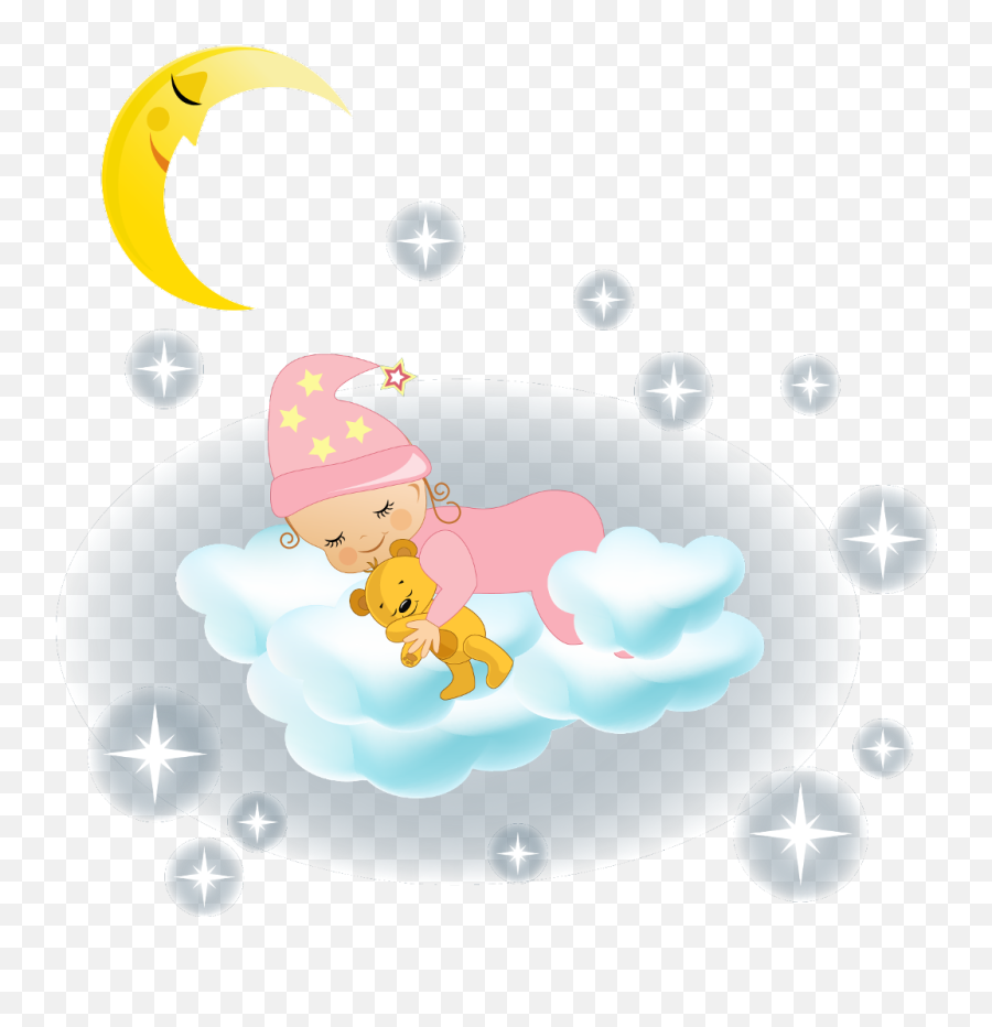 Ftestickers Baby Clouds Star Sleeping - Baby Girl Angel Sleeping On Moon Printable Emoji,Sleeping Baby Clipart