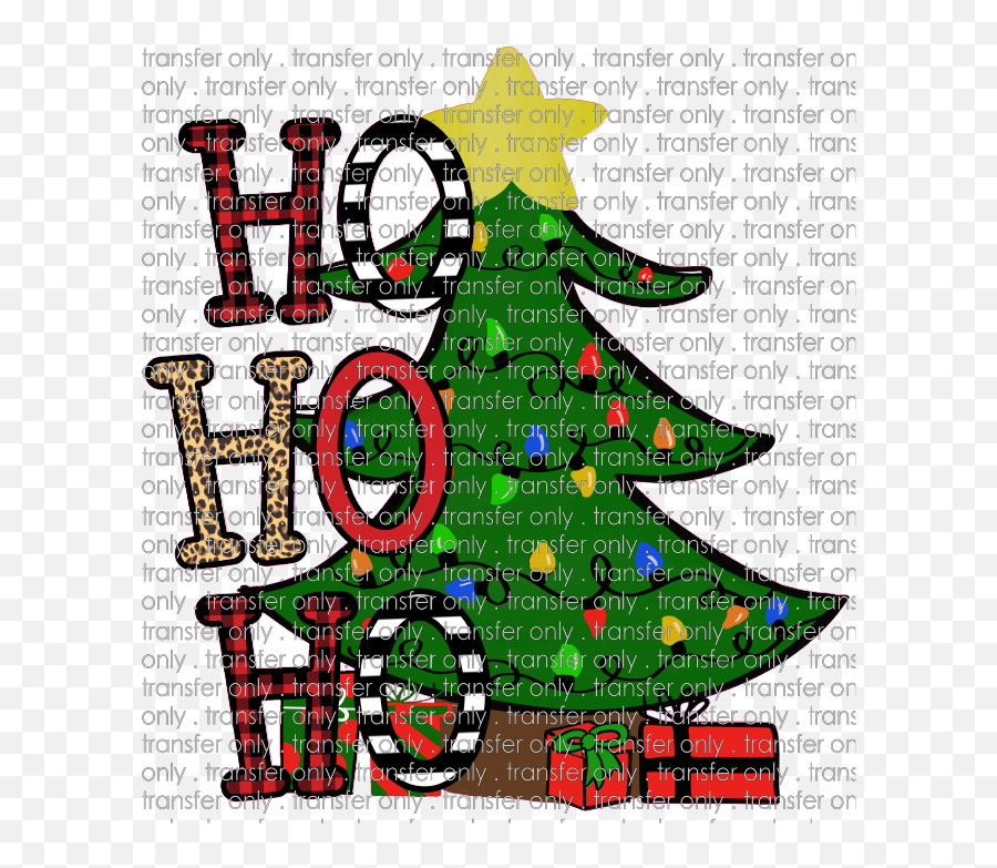 Chr 228 Ho Ho Ho Christmas Tree Leopard Buffalo Plaid Emoji,Buffalo Plaid Clipart