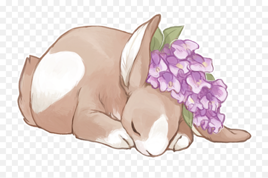 Download Hd Tumblr Art Rabbit Rabbits Flower Flowers Emoji,Transparent Flower Drawing Tumblr