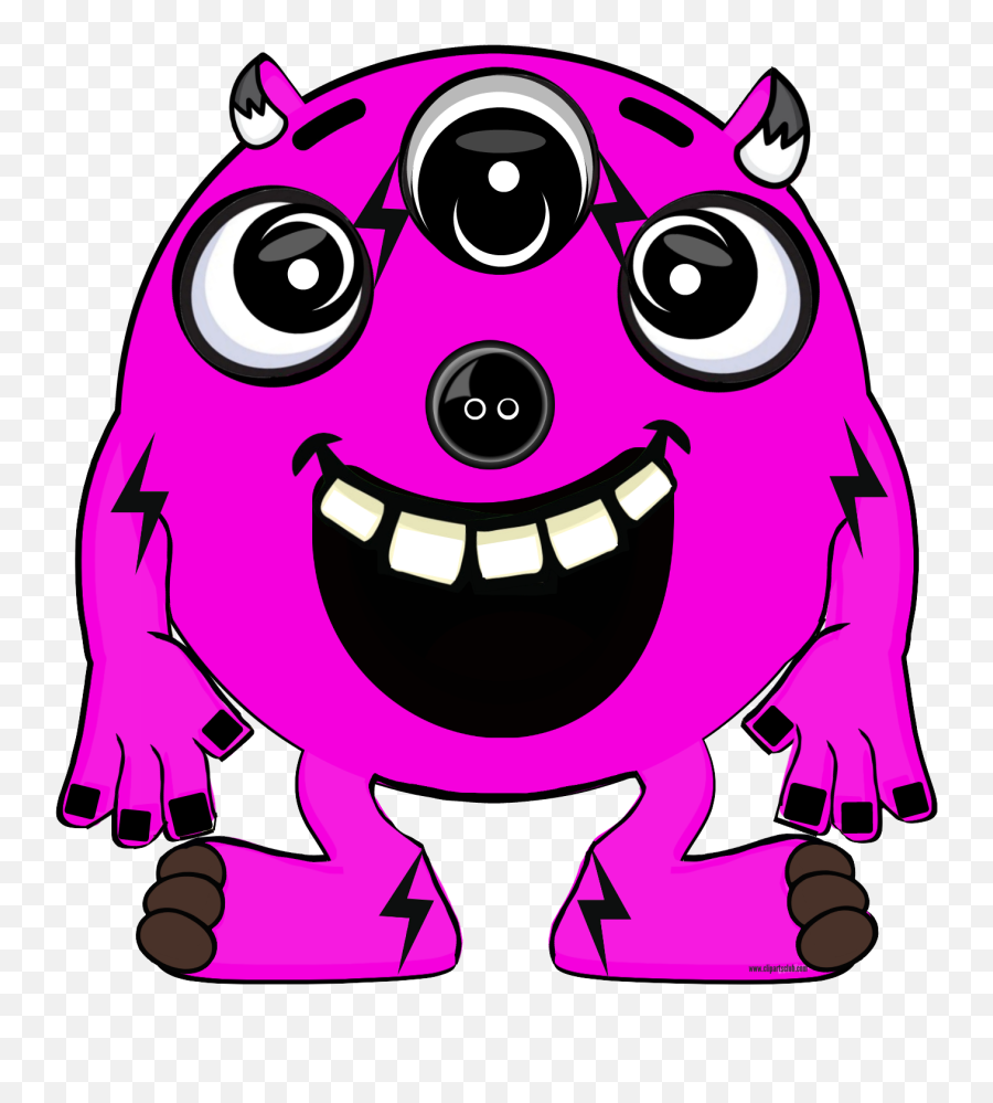 Strike - Cute Hairy Monster With Three Eyes Horns U0026 A Big Emoji,Strike Clipart