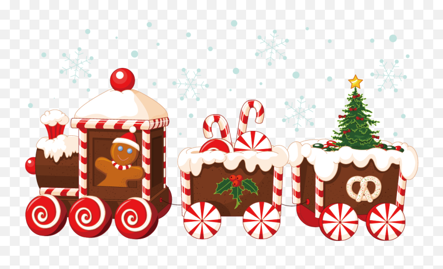 Download Vector House Claus Train Santa - Christmas Train And Candy Canes Emoji,Christmas Clipart Png