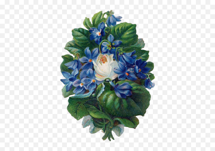 Download Hd Vintage Png Flower Images Isolated - Blue Emoji,Vintage Flower Png