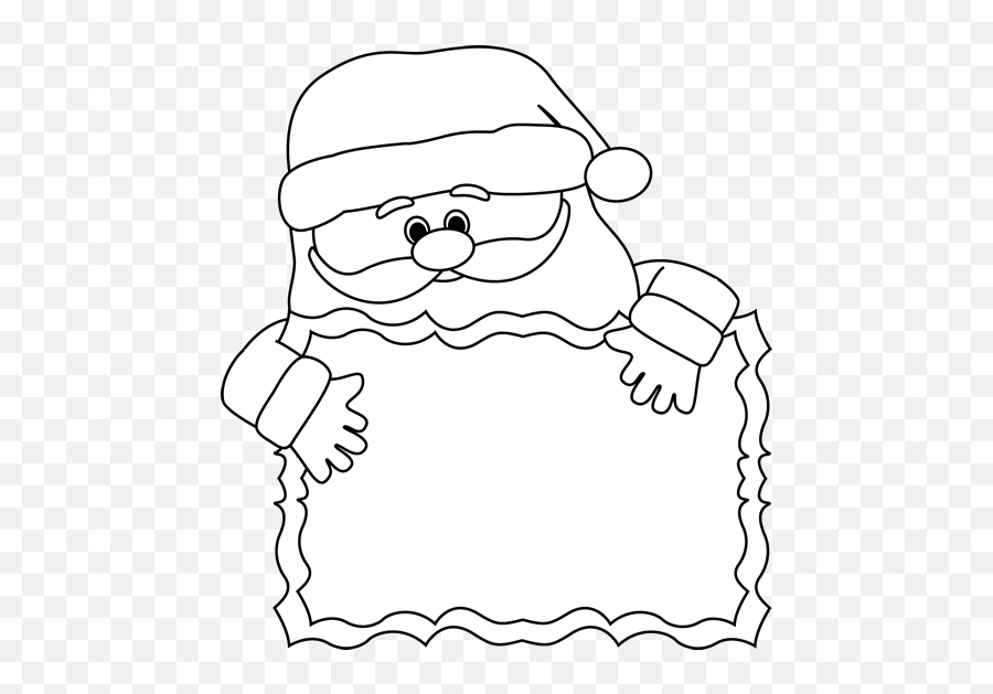 Santa Clipart Black And White - Cute Santa Clip Art Black And White Emoji,Santa Clipart