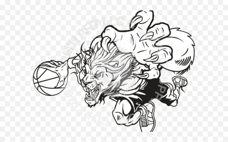 Basketball Clipart Black And White - Wildcat Ripping Through Character Ripping Through Wall Emoji,Wildcat Clipart