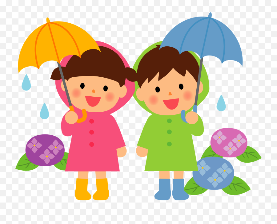 Standing Under Umbrellas Clipart - Kids Under An Umbrella Clipart Emoji,Umbrella Clipart