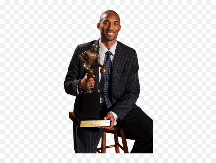 Kobe Bryant Holding The Mvp Award - Kobe Bryant Mvp Png Emoji,Kobe Bryant Png