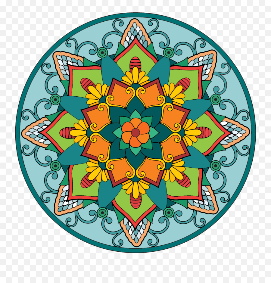 Mandala Coloring Pages - Mandala With Color Clipart Full Mandala Coloring Page With Circle Emoji,Mandala Clipart