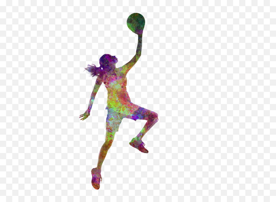 Girl Basketball Player Silhouette Png - Woman Basketball Young Woman Basketball Player 02 In Watercolor Emoji,Basketball Silhouette Png