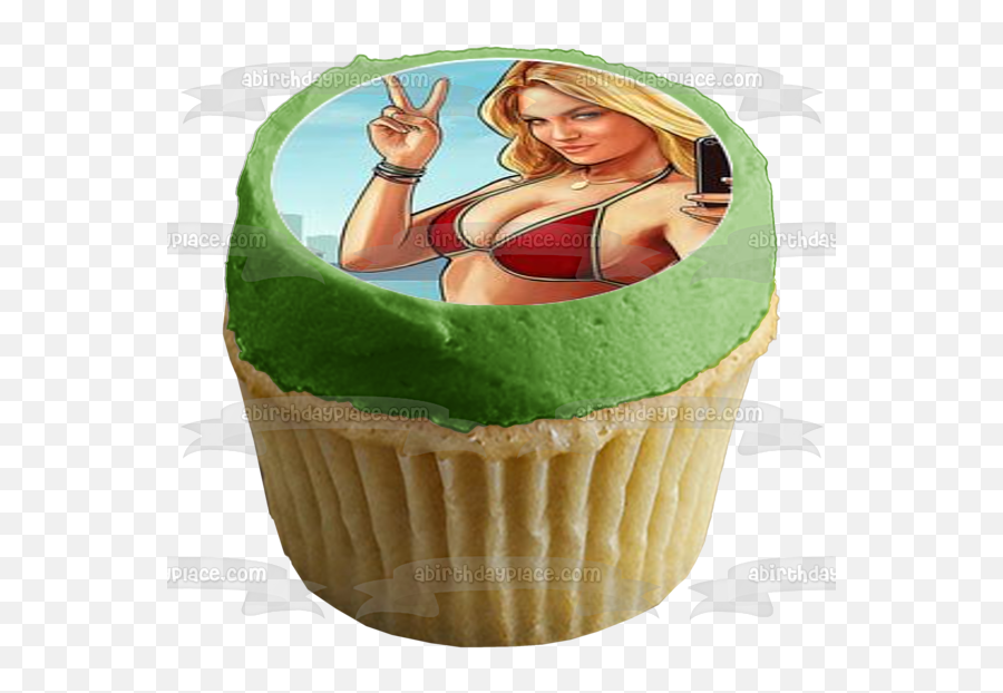 Grand Theft Auto Five Franklin Trevor Michael Gta Logo Happy Birthday Edible Cupcake Topper Images Abpid50918 - A Birthday Place Emoji,Gta 5 Logo