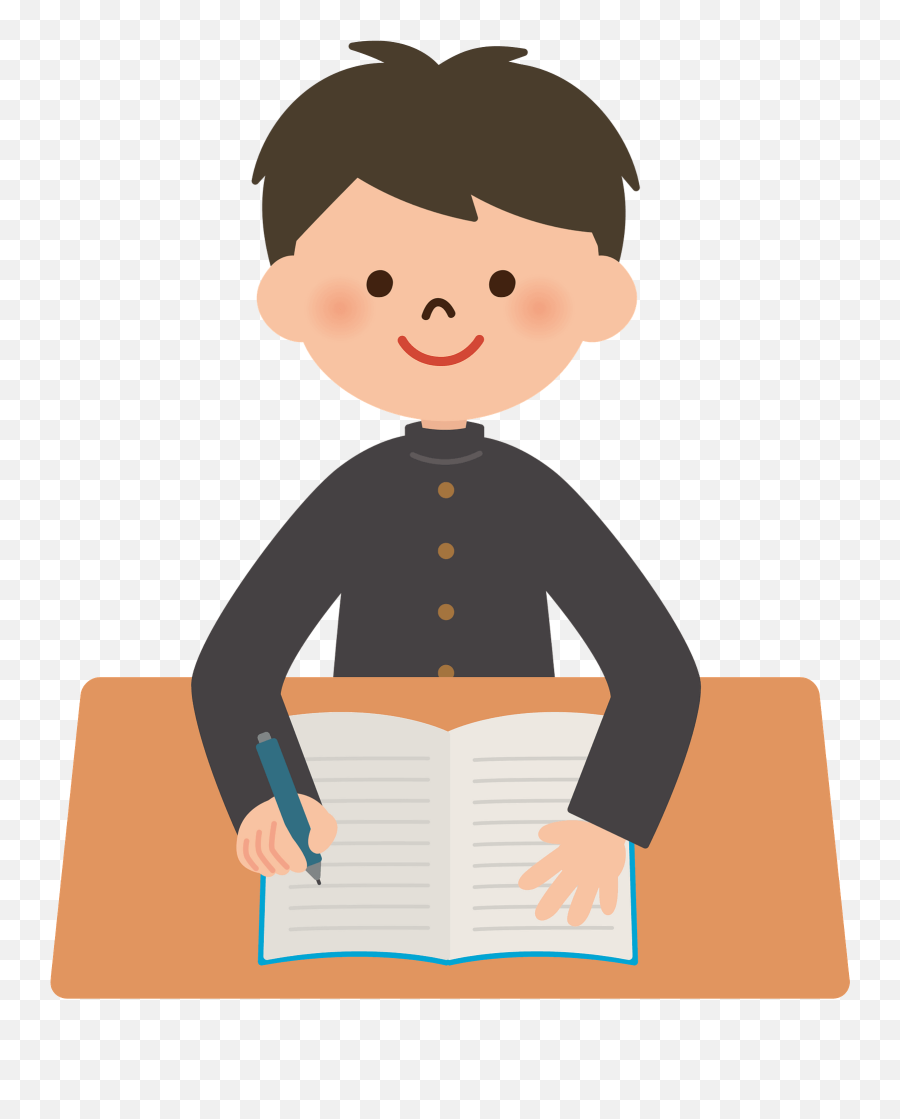 Male Student Is Writing In His Notebook - Student Writing Clipart Emoji,Writing Clipart