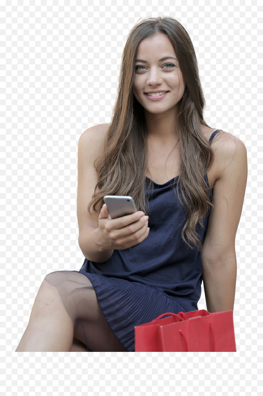 Pngzilla - Smiling Teenage Girl With Mobile Phone Sitting On Emoji,Teenager Png