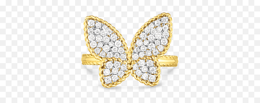 Roberto Coin 18kt Gold Large Butterfly Ring With Diamonds - Butterfly Ring Transparent Background Emoji,Diamonds Transparent Background