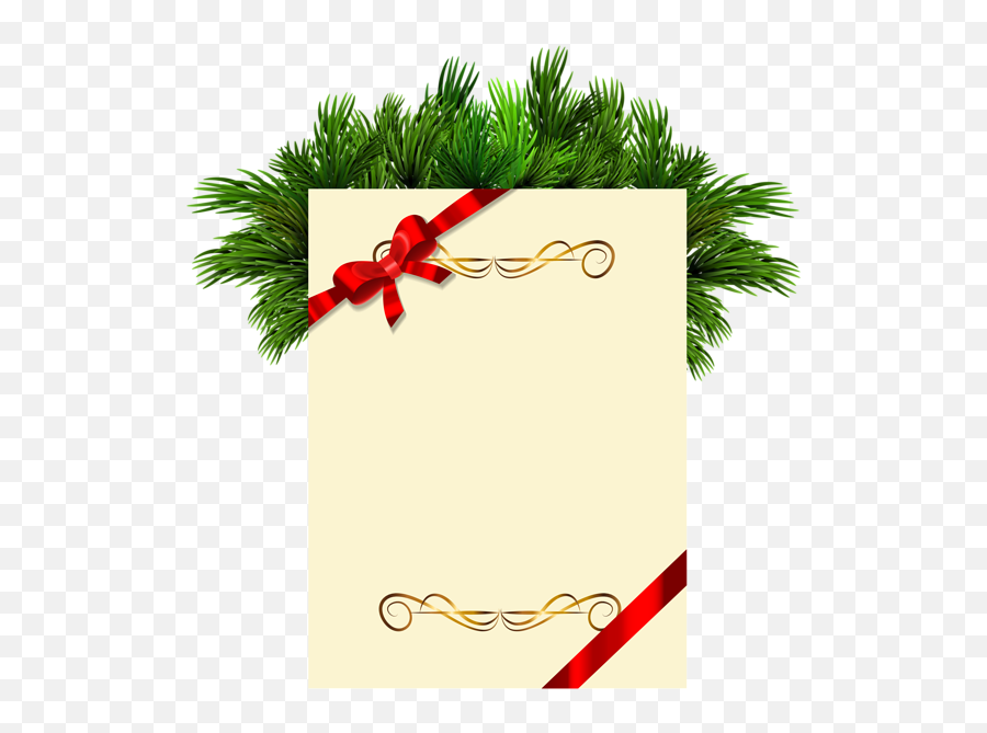 Christmas Blank With Pine Branches Png Clipart Picture - Christmas Invitation Background Hd Emoji,Branches Clipart