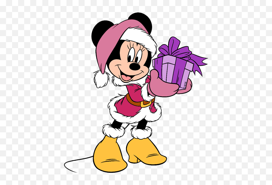 Mickey And Friends Christmas Clip Art 4 - Minnie Mouse Christmas With Present Emoji,Wait Clipart