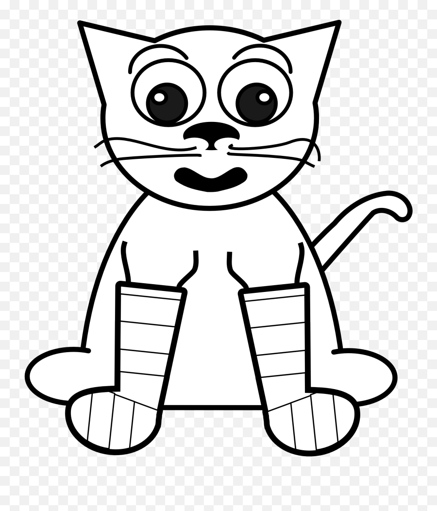 Cat Rainbow Socks Bw Black White Line - Cat With Socks Coloring Page Emoji,Cat Clipart Black And White