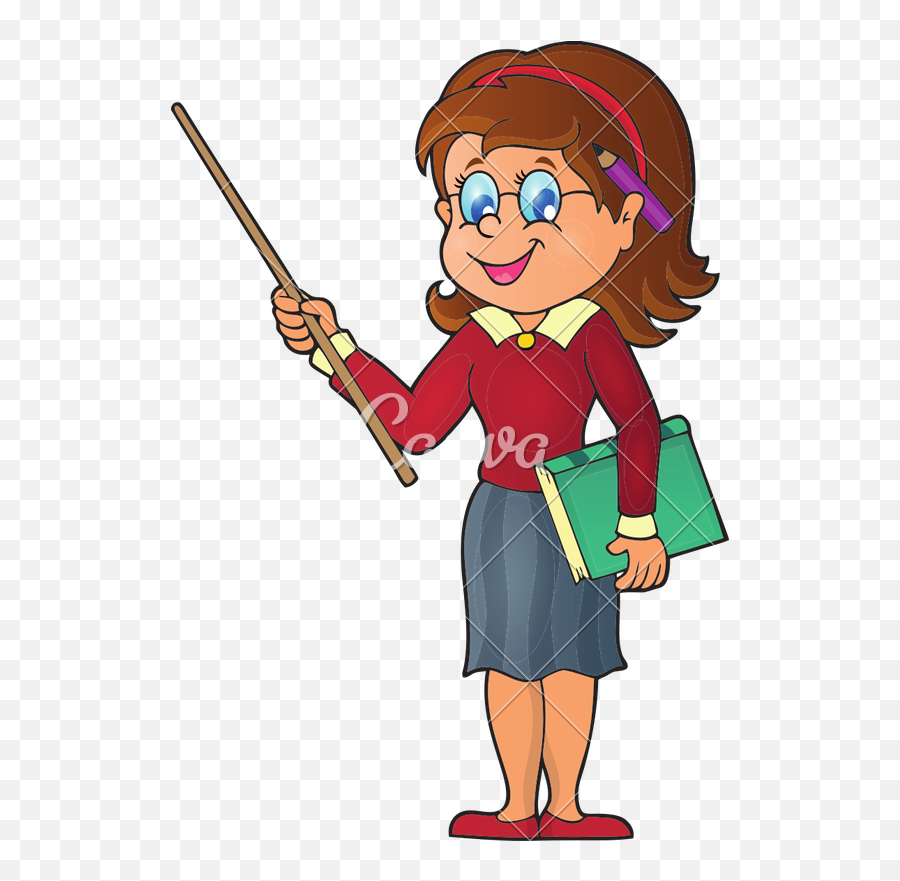 Woman Teacher Icon - Cartoon Teacher Pointing 558x800 Emoji,Teacher Icon Png