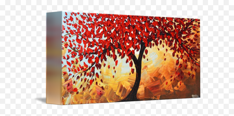 Red Twilight Red Abstract Tree By Christine Bell Emoji,Red Abstract Png