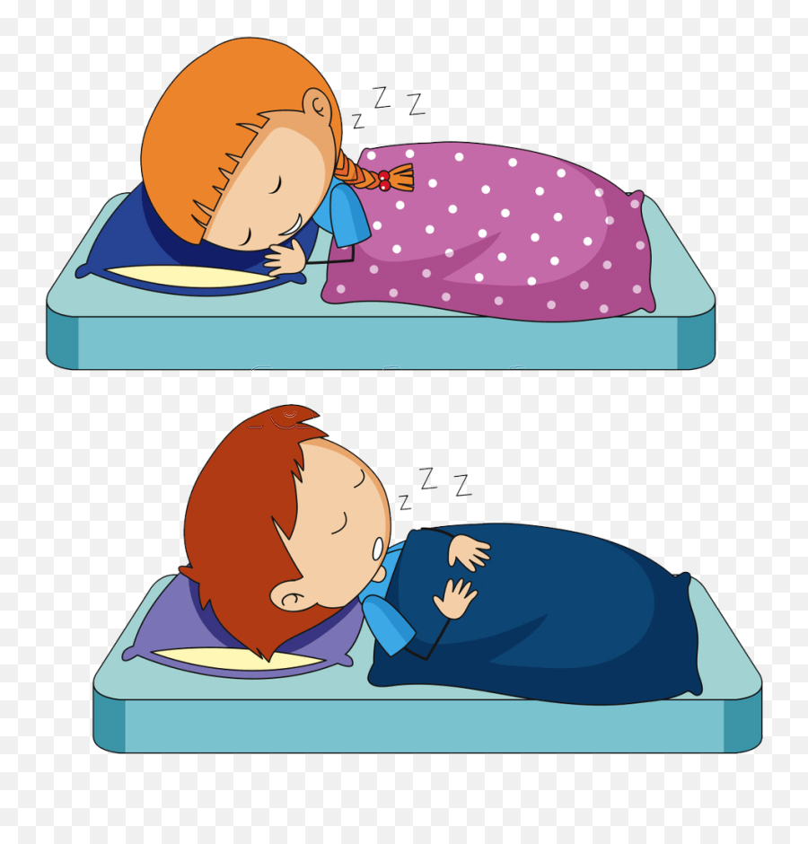 Download Recognizing Treating Insomnia - Two Children Sleeping Cartoon Emoji,Bed Clipart