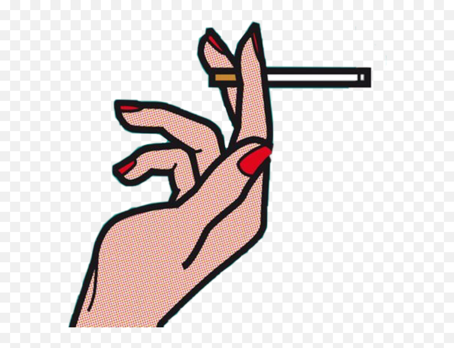 Cigarette Hand Rednail Comic Smoke Artfreetoedit - Cigarette Pop Art Smoking Hand Emoji,Cigarette Clipart