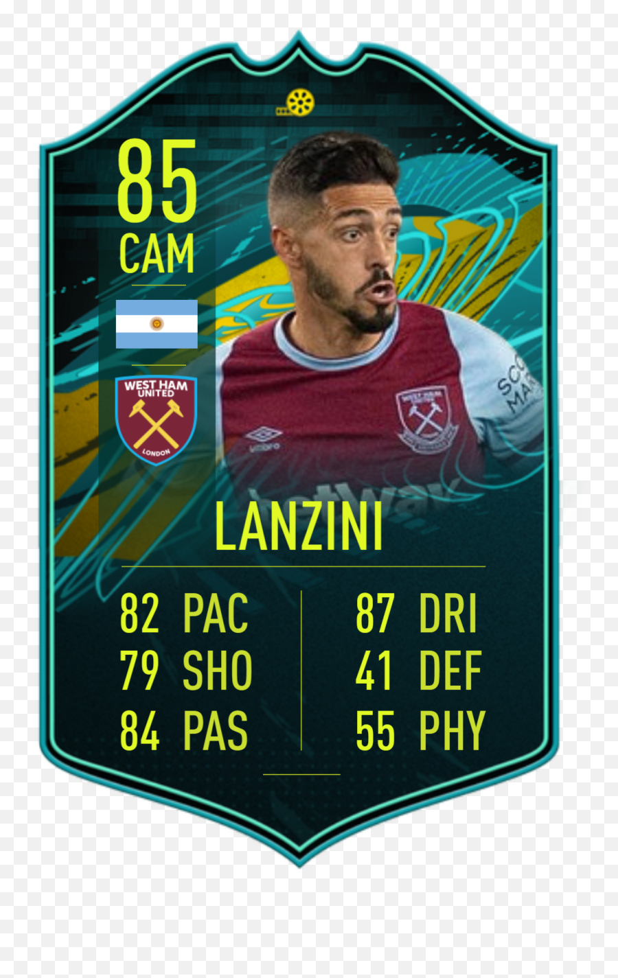 Lanzini Player Moments Card For That Goal Against Tottenham - Pulisic Fifa 21 87 Card Emoji,Tottenham Logo