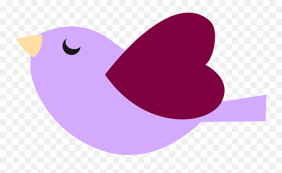 Purple Heart Bird Clipart Png - Clipart Cute Bird Png Emoji,Bird Clipart
