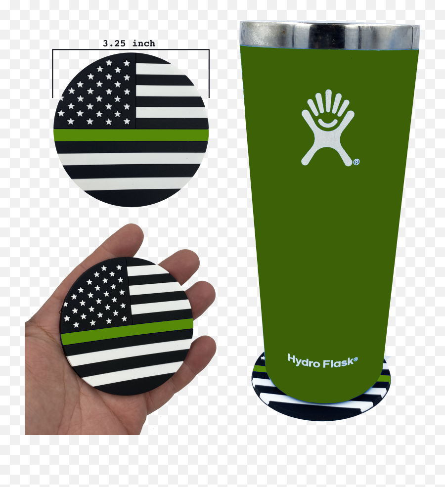 Dl4 - 02 Thin Green Line Police American Flag Silicone Coaster Emoji,American Flag Circle Png