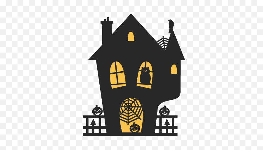 Nice Haunted House Silhouette Clip Art Spooky House - Spooky Emoji,Halloween Silhouette Clipart