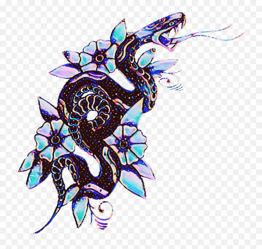 Tattoo Glow Glitch Dragon Flower - Tattoo Full Size Png Emoji,Flower Tattoo Png