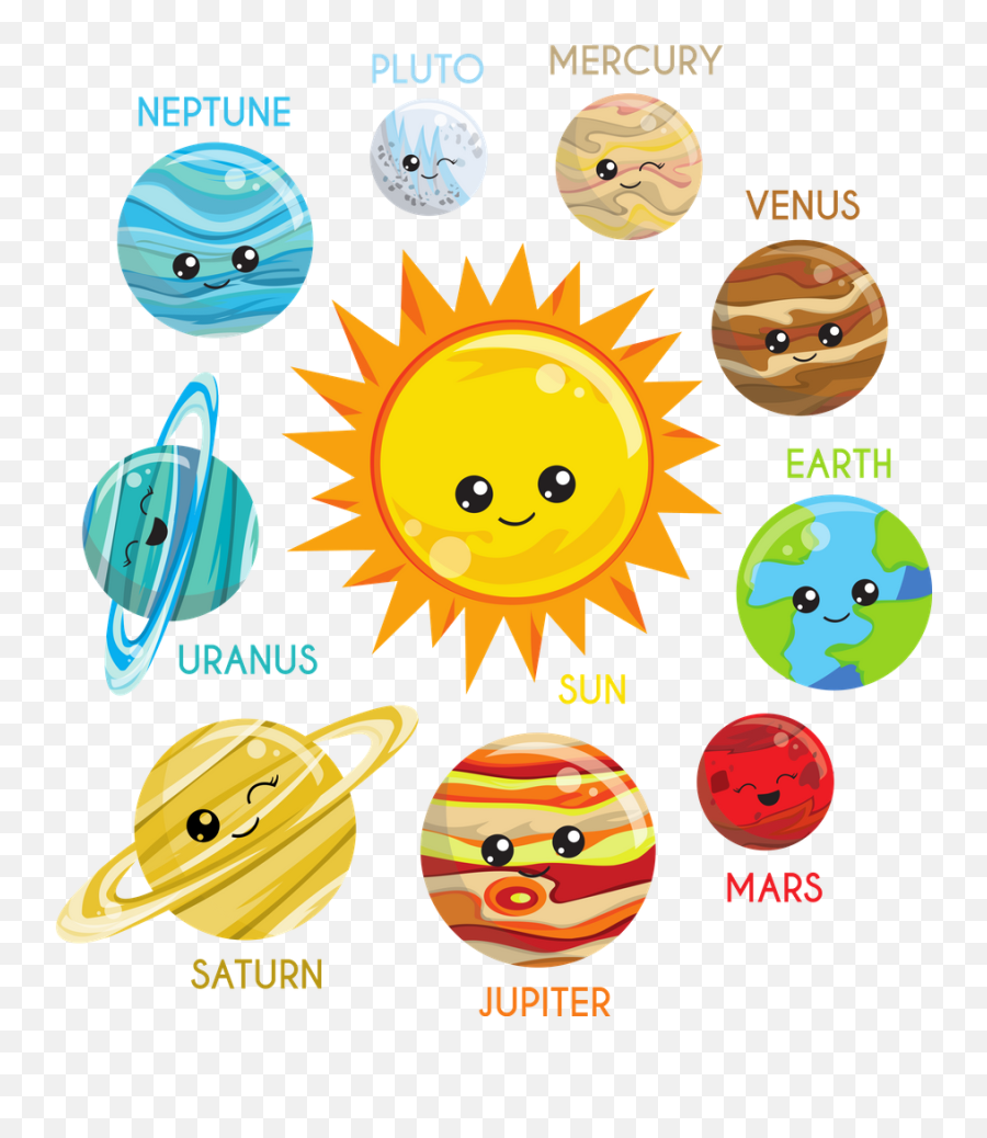 Cute Planets Solar System Astronomy Emoji,Solar System Clipart