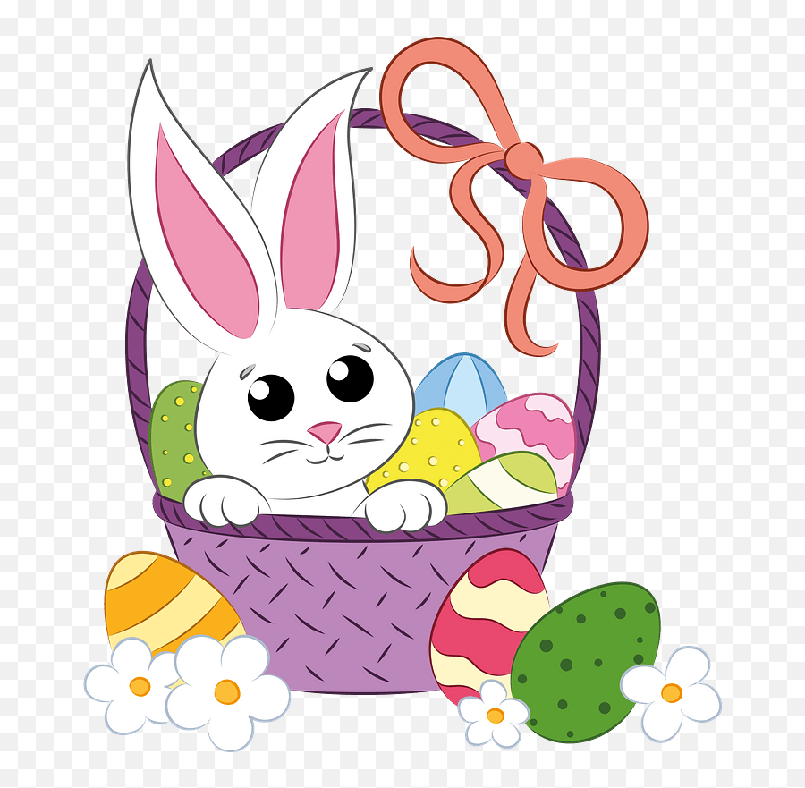 Easter Basket And Bunny Clipart - Easter Monday Emoji,Easter Bunny Clipart